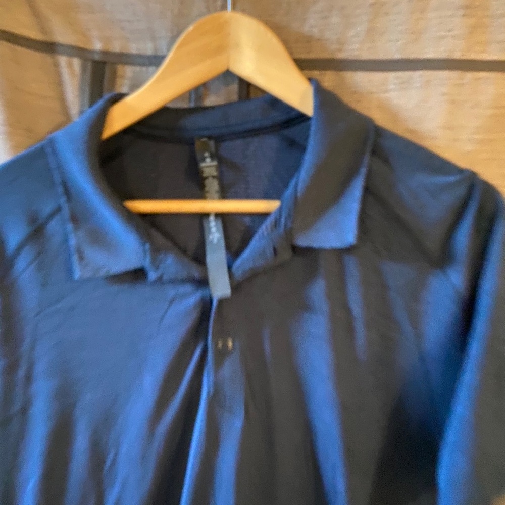 Lululemon golf shirts (2) light blue & dark blue.